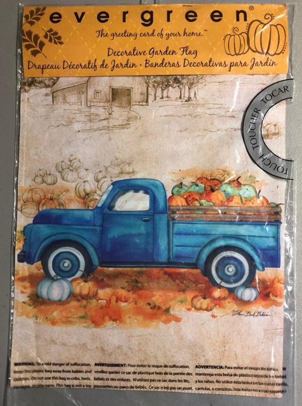 Evergreen Pumpkin Farm Truck Garden Flag NIP